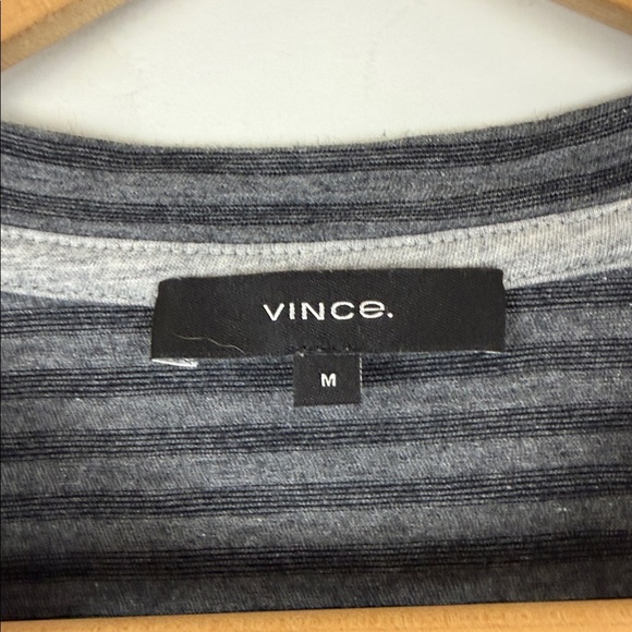 Vince Charcoal and Light Gray Striped Pima Cotton Henley Size Medium - Picture 2 of 7